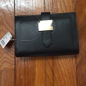 Black leather credit card case NWT